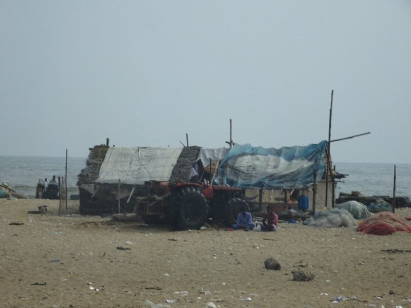 Shanty town on the beach in chennai