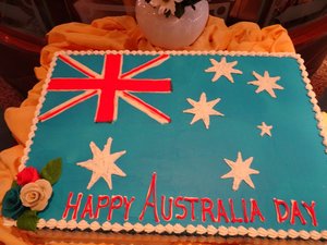 Australia Day cake on board