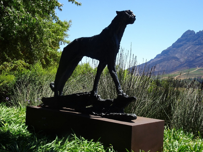 Statue of a cheetah at Graaf Winery
