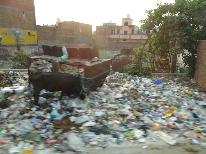 Typical street scene full of rubbish