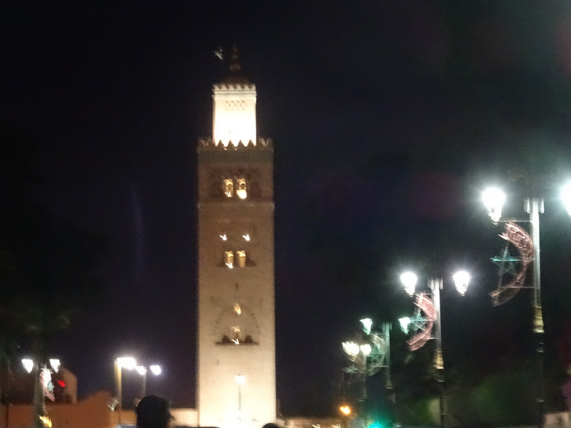 The mosque tower at night