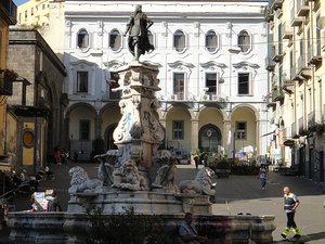 Statue in small square, Naples