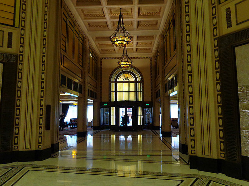 The lobby of the Peace Hotel