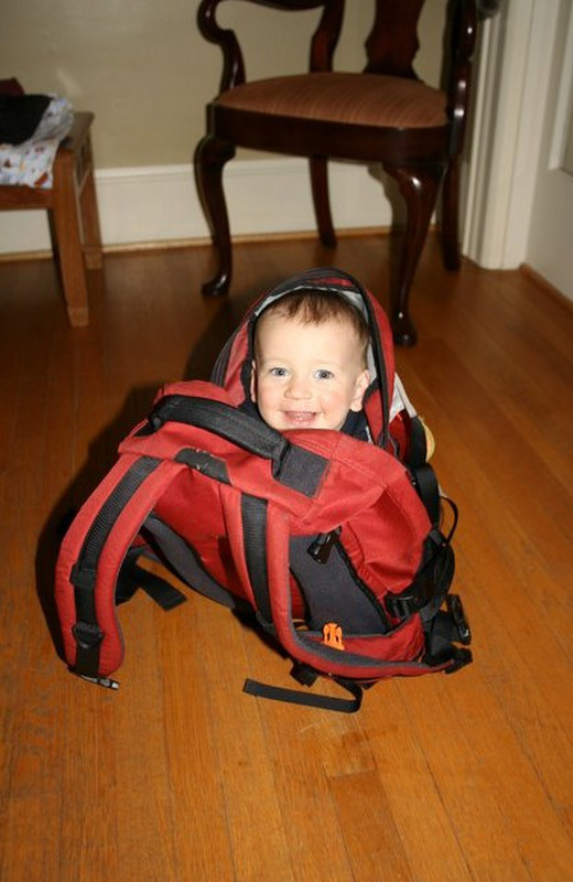 SImon all packed up! (in 2009, age ~10 months)