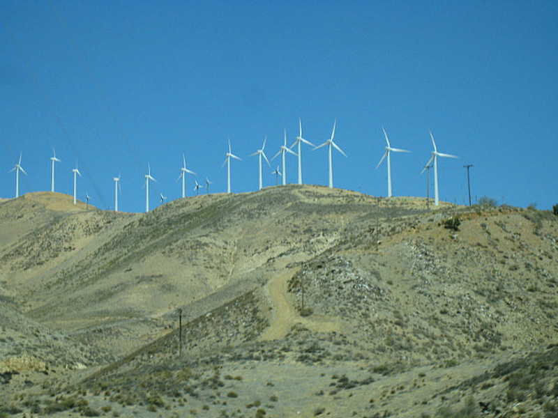 Wind turbines on top of mountain ridge 2