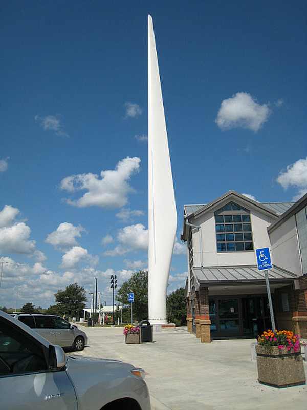 Wind turbine blade at rest stop in Iowa