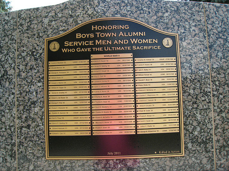Boys Town war memorial