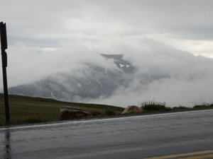 Clouds hugging the mountain