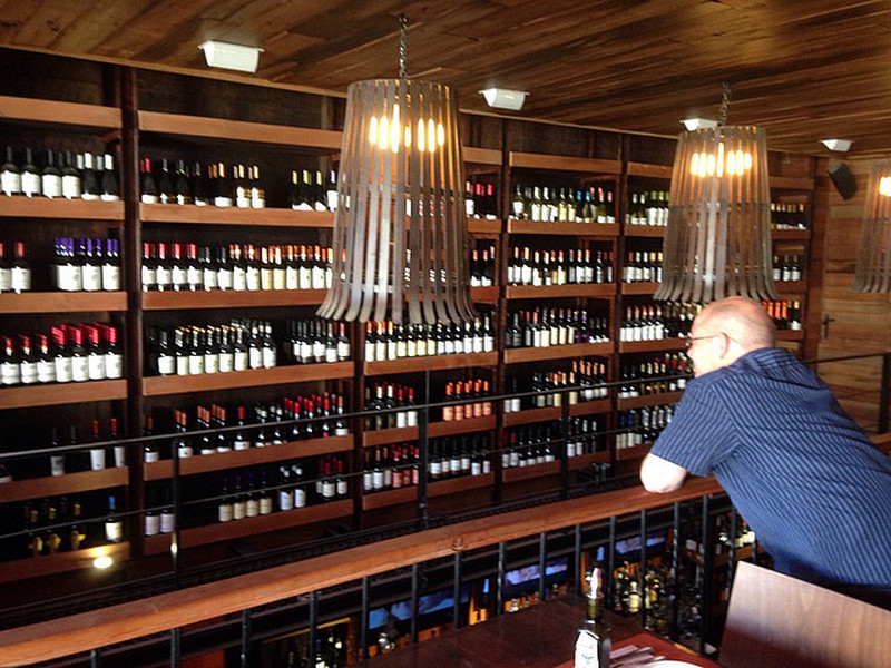 Chris checking out the wine shelf