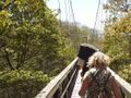 Walking over 200m swing bridge to our room!