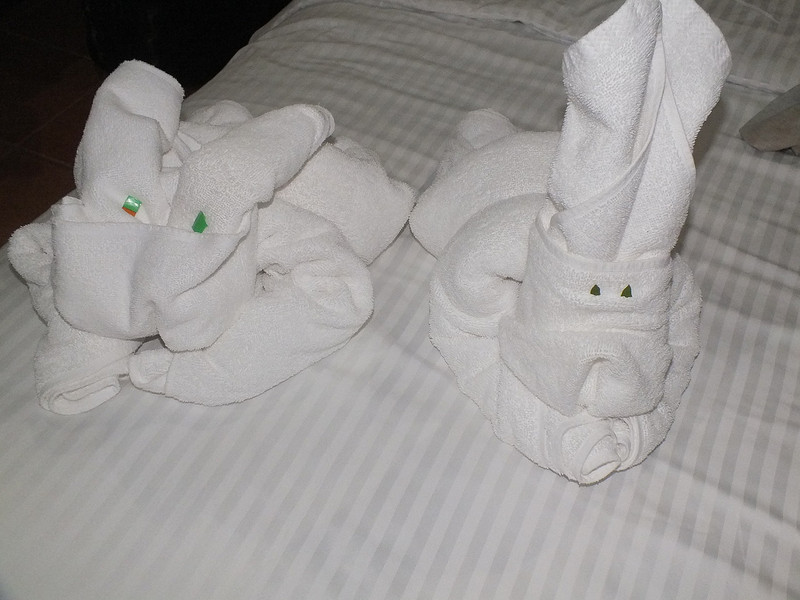 Towel sculpture........guess which is ours