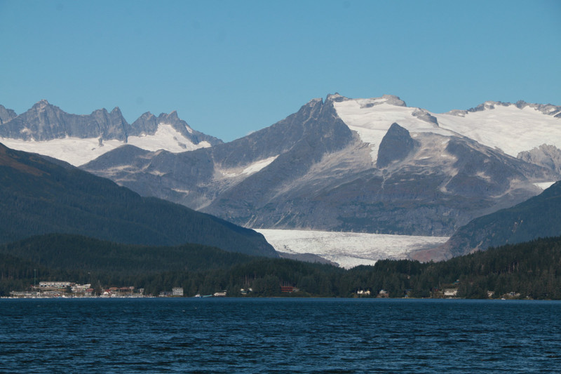 Juneau with  the backdrop of Mendenhall glacier