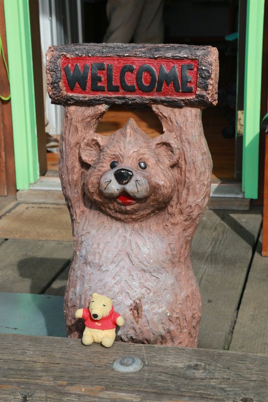 Pooh bear with wooden brown bear