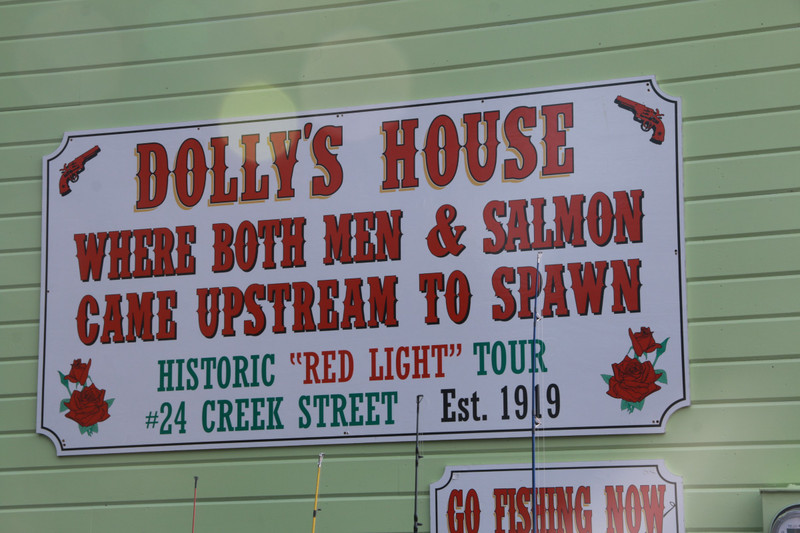 Signage on the end of Dolly's bordello