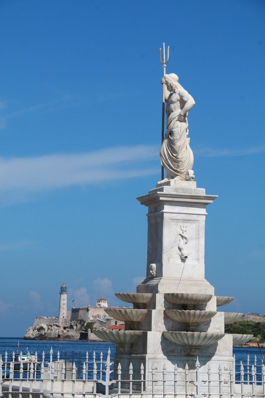 Neptune statue on the quayside of the bay of Havana