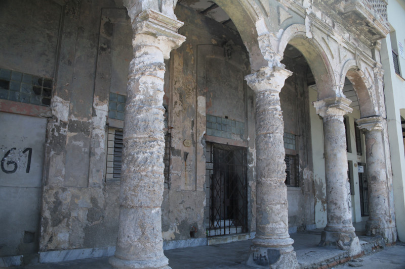 Badly eroded columns of a once magnificent palace