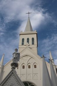 The spire of Our Lady of Lourdes, Singapore