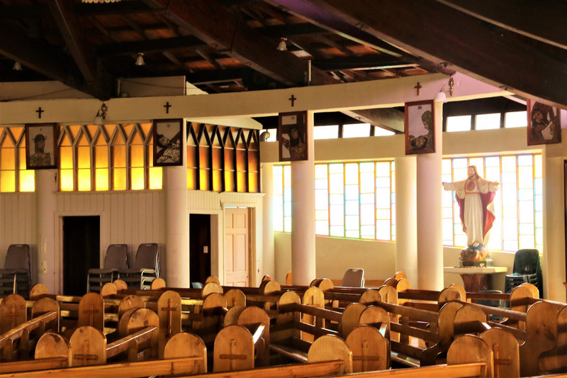 The no frills interior of the Basilica in Tonga