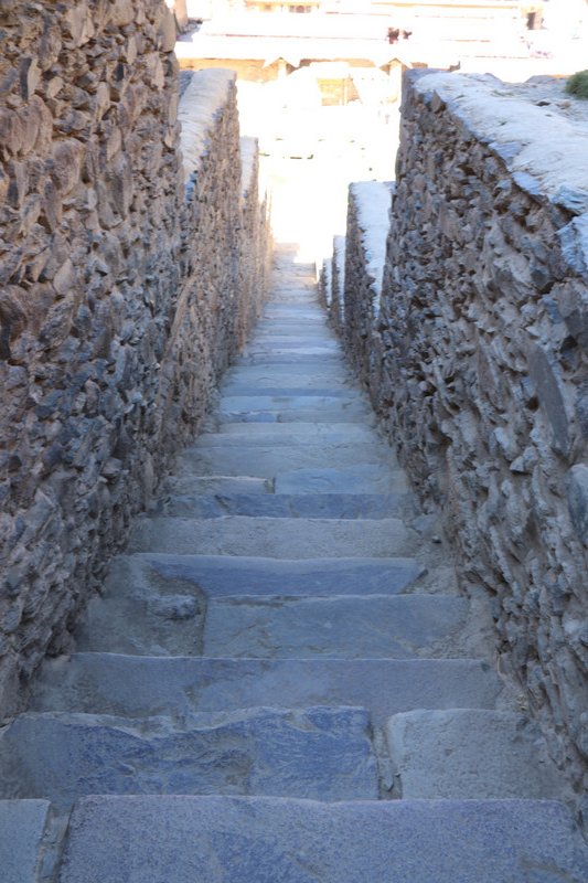 Looking down the steps from the first level of the Sun Temple stairway