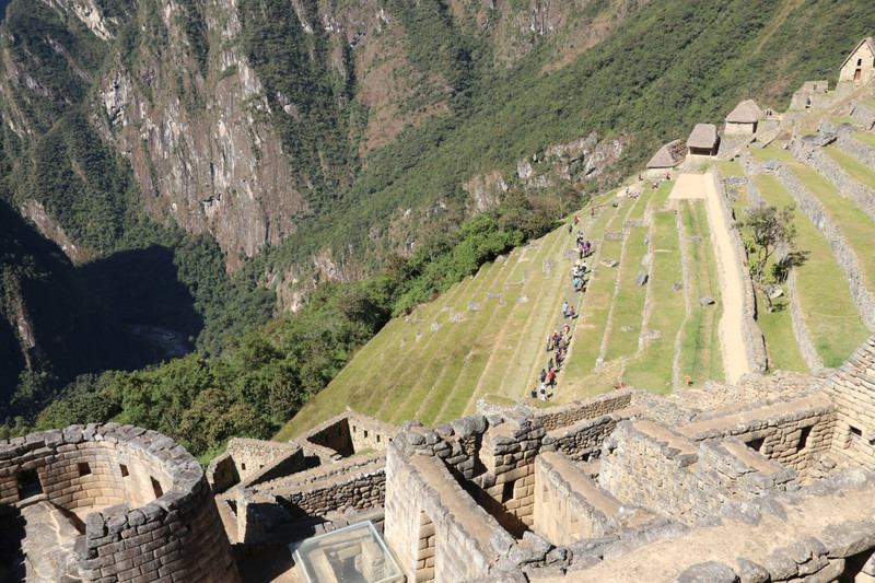 Looking down on the terraces of Machu Picchu