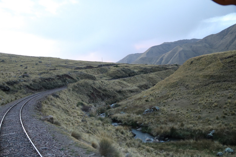 A single track line cutting through the Andes