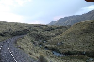 A single track line cutting through the Andes