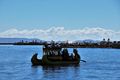 The reed boat - it floats!! Sailing Lake Titicaca