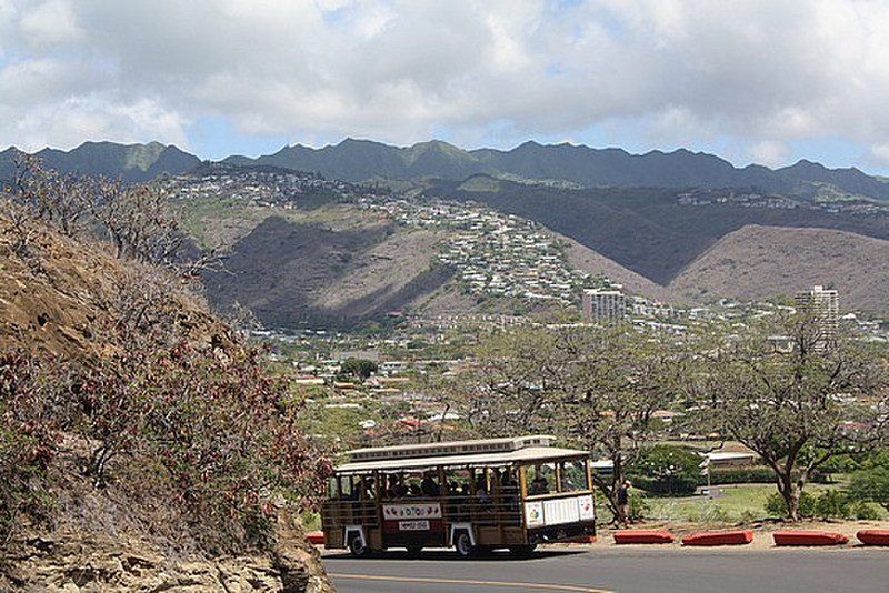 The trolley bus heading for the Waikikii hang out