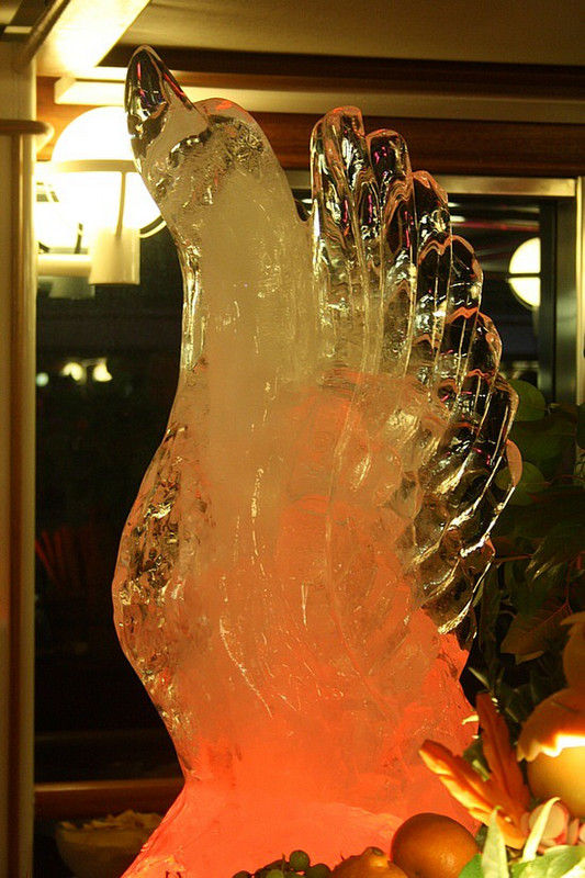 An Ice sculpture at the sail away party