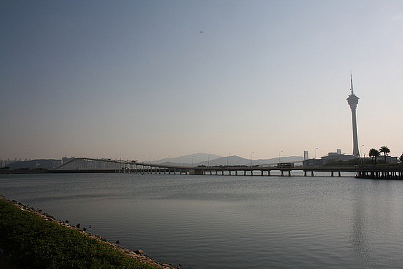 Macau towe and bridge to mainland