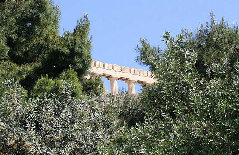 The Odeon of Pericles peeping out