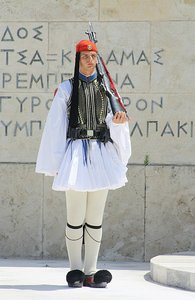 A Greek National Guard standing to attention!