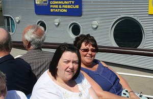 Carla and Roisin aboard the Mersey ferry