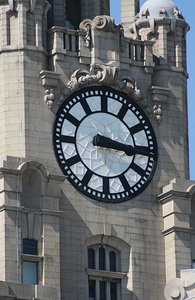The clock face of the Liver Building, Liverpool