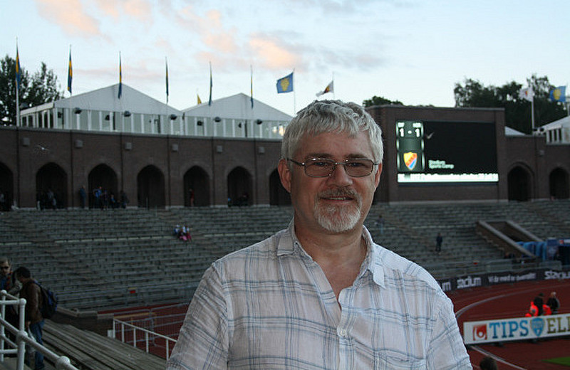 Chris in the Olympic stadium - 100 years too late!