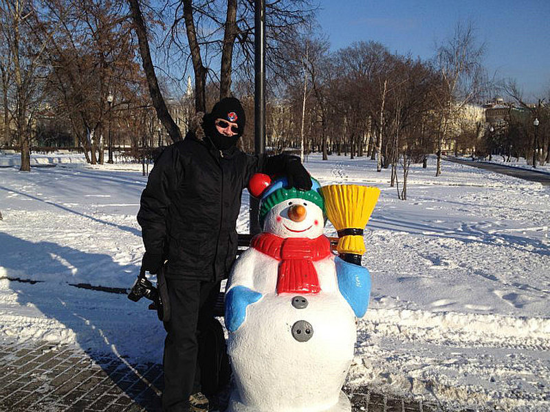 Chris with a mutant snowmen from outer space!!