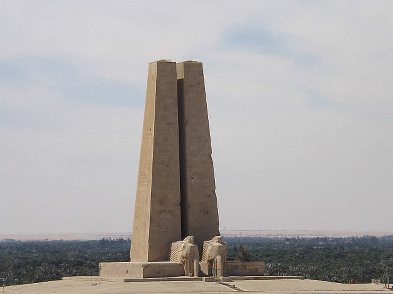A monument on the banks of the Suez Canal