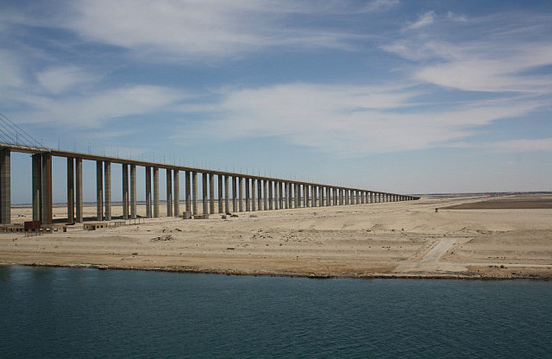 A bridge spanning the Suez Canal