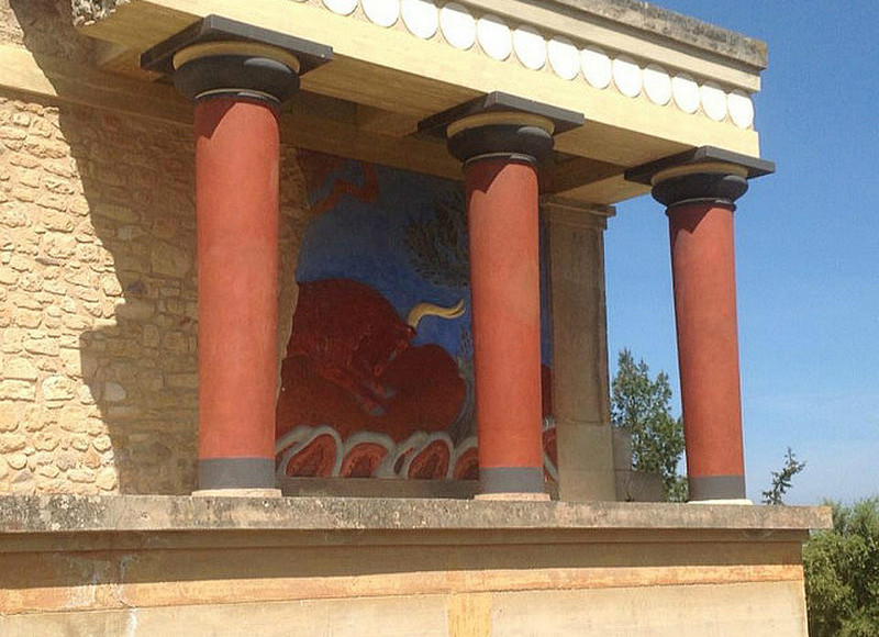 The pillars of the Palace at Knossos