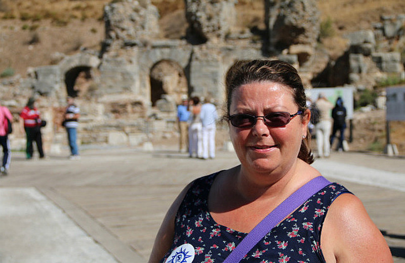 Roisin standing on the Marble street in Ephesus
