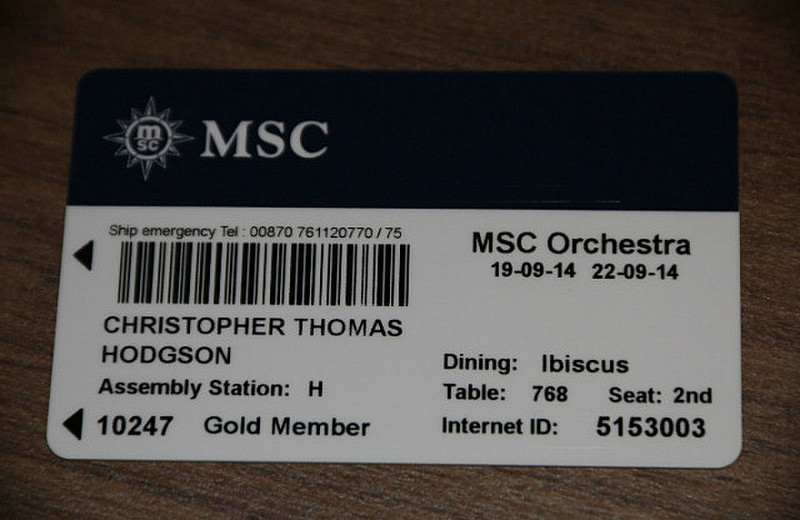 Chris&#39;s cruise card (valid 3 days only!!)