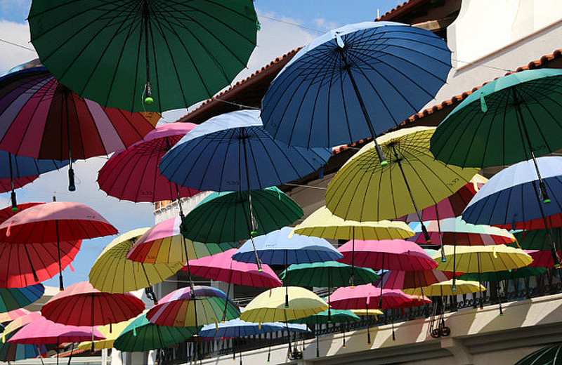 The hanging umbrellas! Art or just practical?