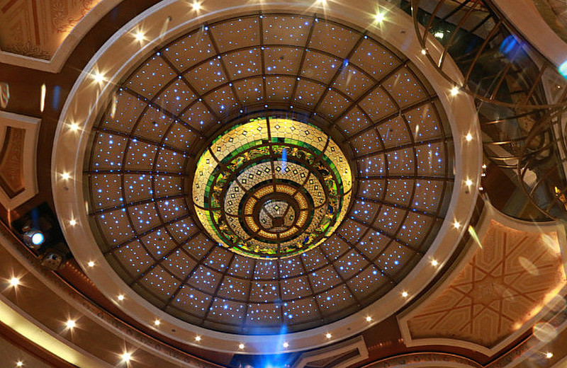 The ornate ceiling of the Emerald princess Piazza
