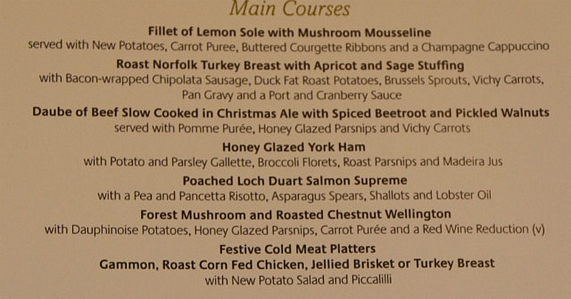 Selection of main courses - Xmas Gala dinner