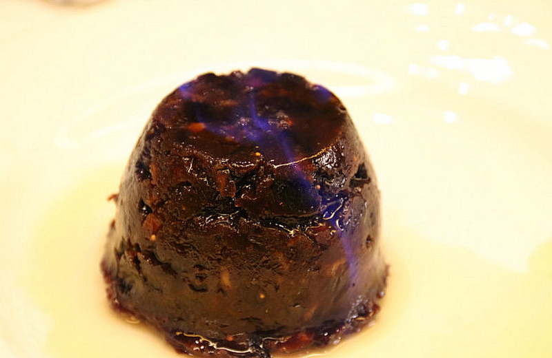 The real plum pudding (compete with brandy flame)