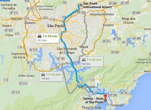 The route from Sao Paulo to Santos-by-the-Sea!!