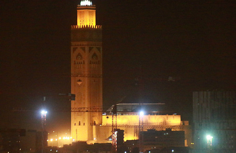 The Hassan II mosque all lt up