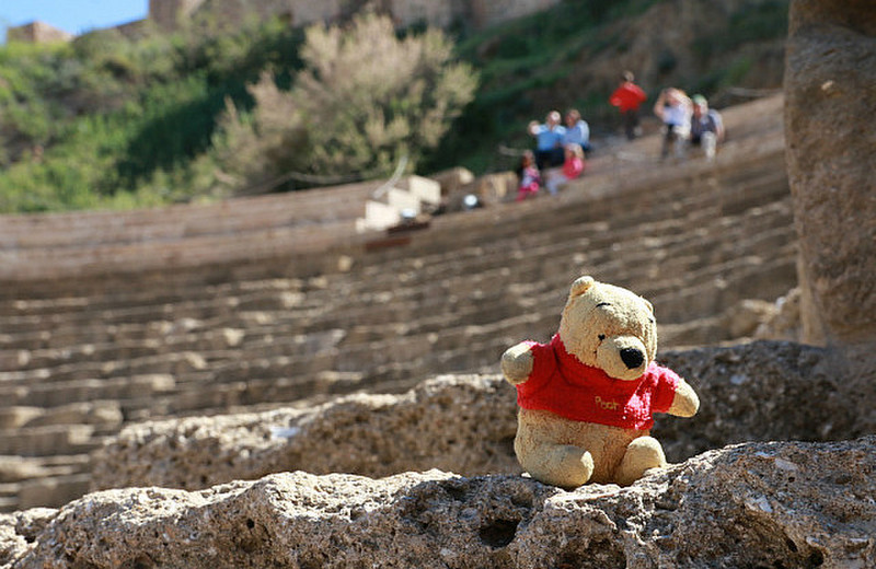 Pooh, chilling in the Roman Theatre, Malaga
