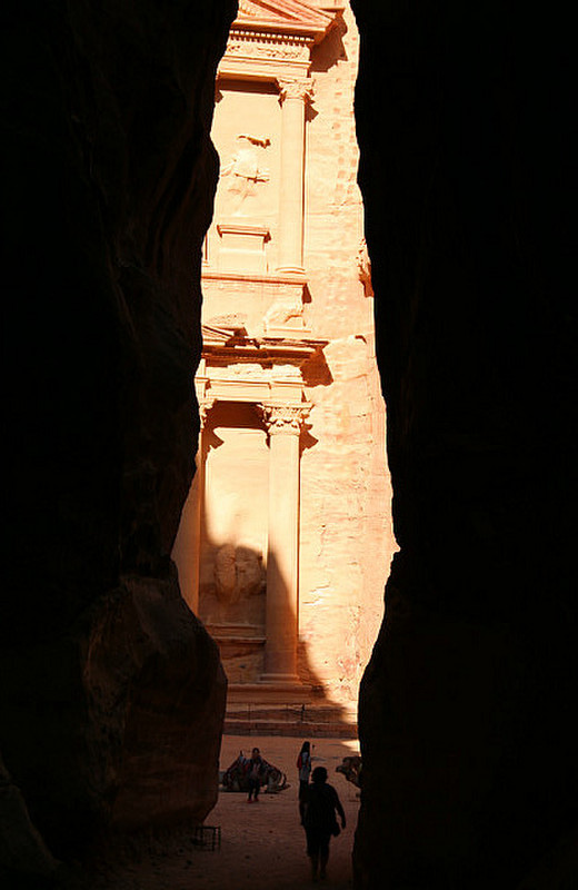The first glimpse of the Treasury in Petra