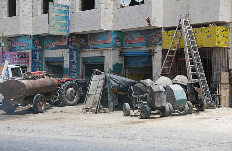 A typical jordanian parade of shops near Madaba